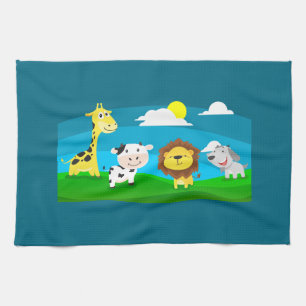 Cartoon animals kitchen towel