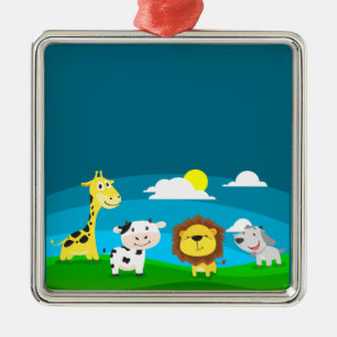 Cartoon animals metal ornament