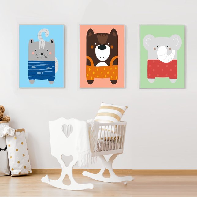 Cartoon Animals, Nursery, Baby Room Canvas Prints Photo Tile (Creator Uploaded)