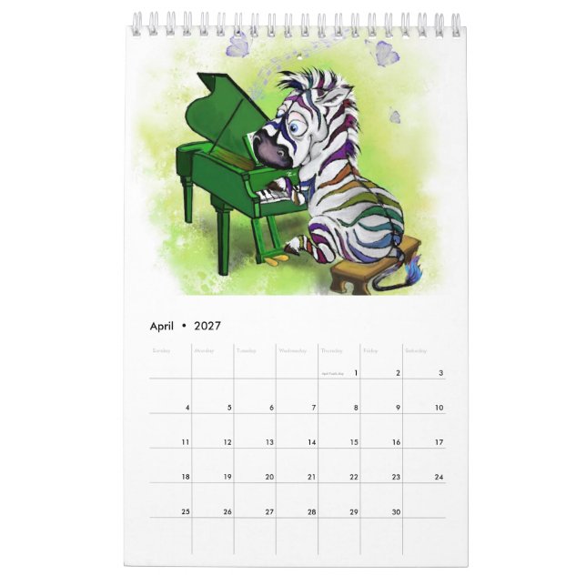 Cartoon Animals World - Funny Drawing - Children's Calendar (Apr 2027)