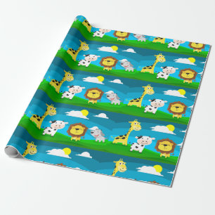 Cartoon animals wrapping paper