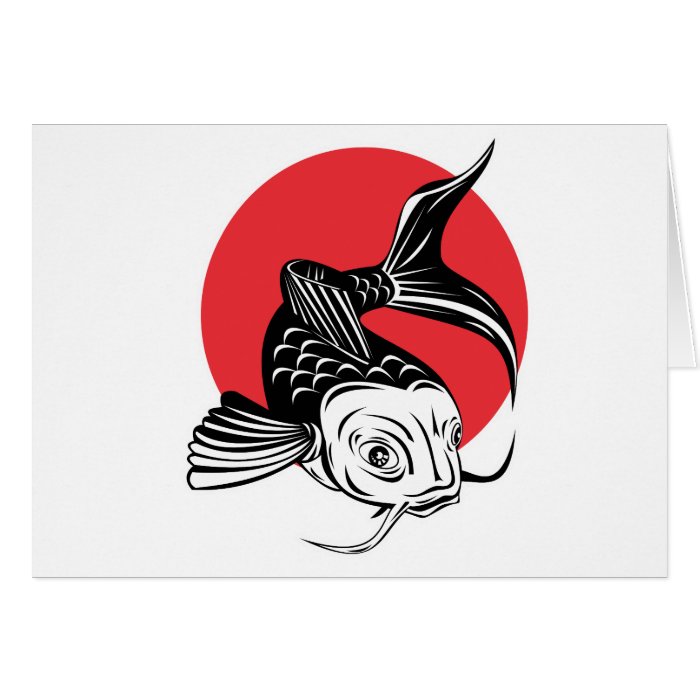 Cartoon anime Koi carp fish Card