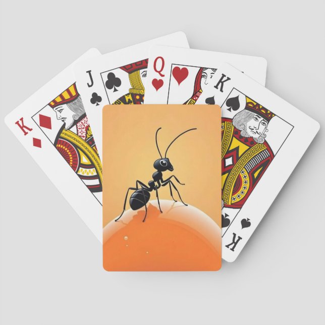 Cartoon Ant on Orange Honey Drop Poker Cards (Back)