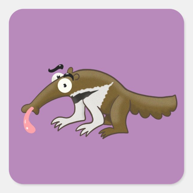 Cartoon Anteater Square Sticker (Front)