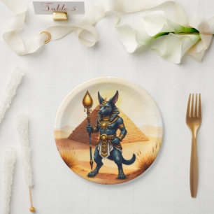 Cartoon Anubis – Egyptian God of the Afterlife Paper Plates