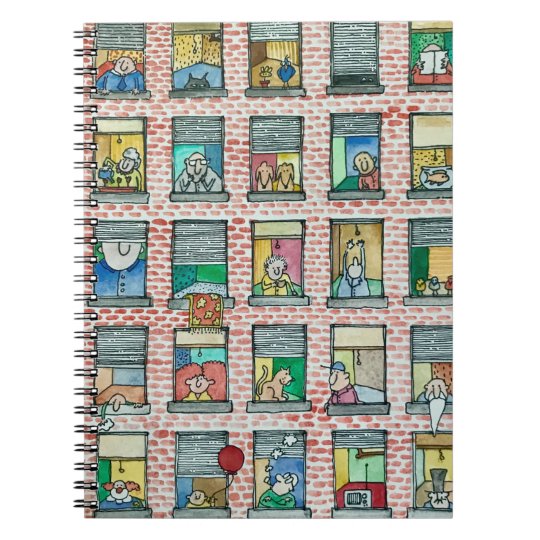 Cartoon Apartment Building Windows Spiral Notebook Zazzle Cartoon Apartment Building Windows Spiral Notebook