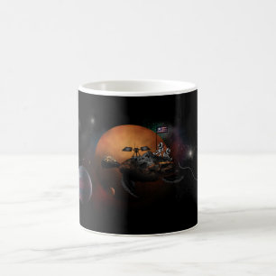 Cartoon Asteroid Astronauts Coffee Mug