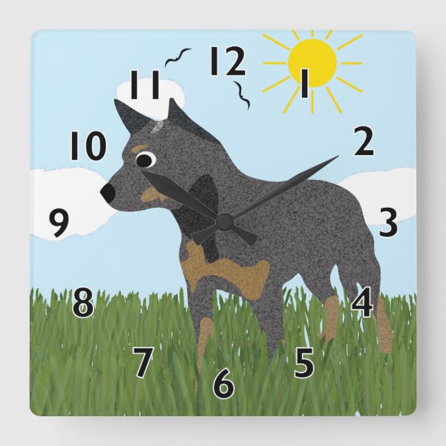 Cartoon Australian Cattle Dog Clock (Front)