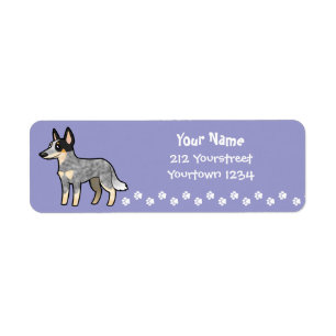 Cartoon Australian Cattle Dog / Kelpie Label
