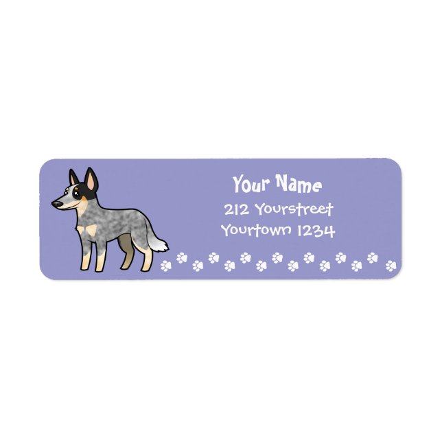 Cartoon Australian Cattle Dog / Kelpie Label (Front)