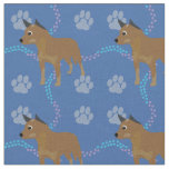 Cartoon Australian Cattle Dog (Red) Fabric