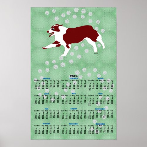 Cartoon Australian Shepherd 2024 Calendar Poster
