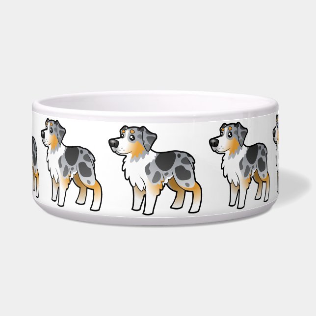 Cartoon Australian Shepherd Bowl (Front)