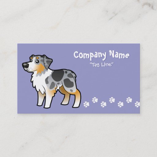 Customizable Cartoon Australian Shepherd Business Card Templates