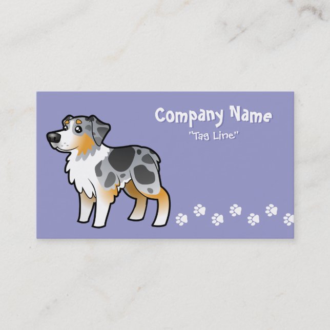 Cartoon Australian Shepherd Business Card (Front)