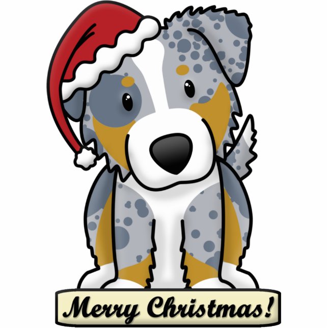 Cartoon Australian Shepherd Christmas Ornament (Front)