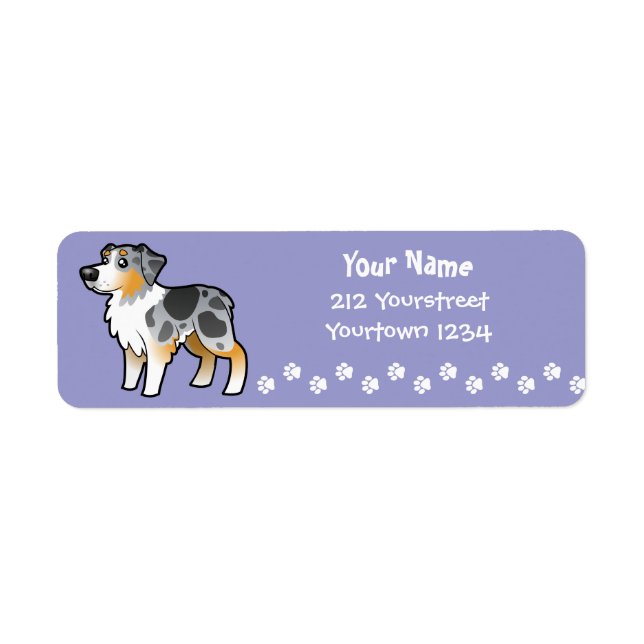 Cartoon Australian Shepherd Label (Front)
