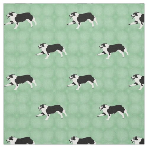 Cartoon Australian Shepherd Running BW 3 Fabric