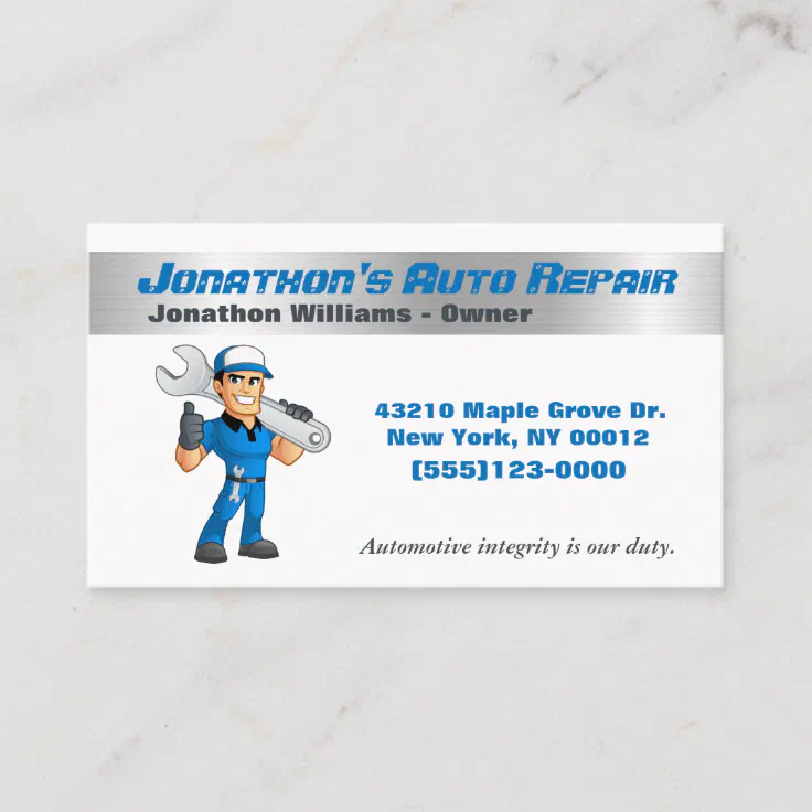 Cartoon Auto Mechanic Repair Guy Service Business Card | Zazzle Cartoon Auto Mechanic Repair Guy Service Business Card | Zazzle
