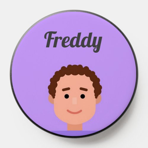 Cartoon avatar of cute boy custom name PopSocket