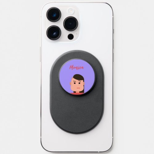 Cartoon avatar of punk girl custom name PopSocket