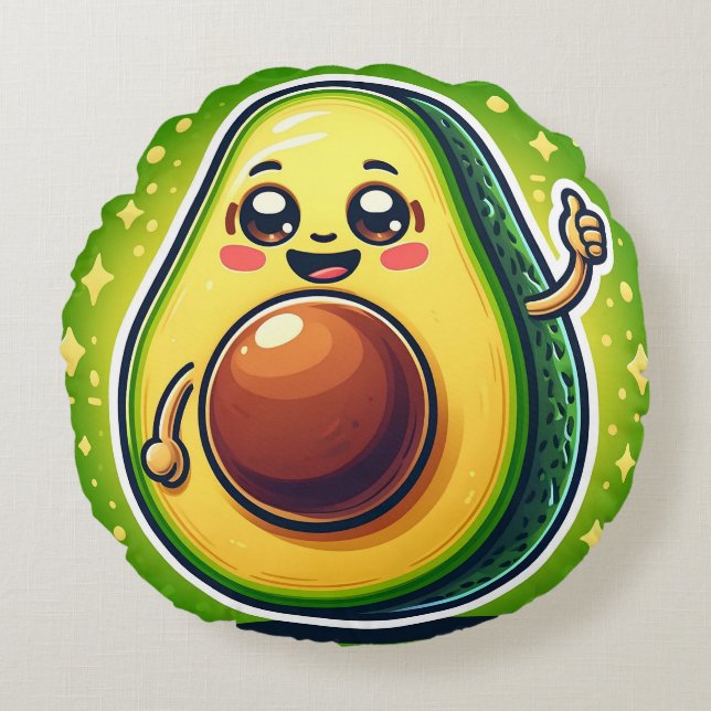 Cartoon Avocado Half Round Pillow – Whimsical  (Front)