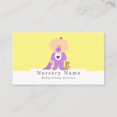 Cartoon Baby  Bear Babysitter Daycare Nursery Business Card