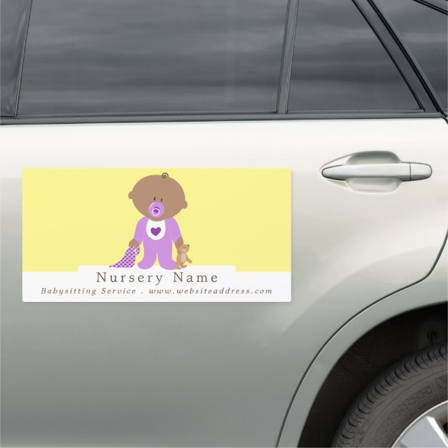 Cartoon Baby & Bear, Babysitter, Daycare, Nursery Car Magnet (In Situ)