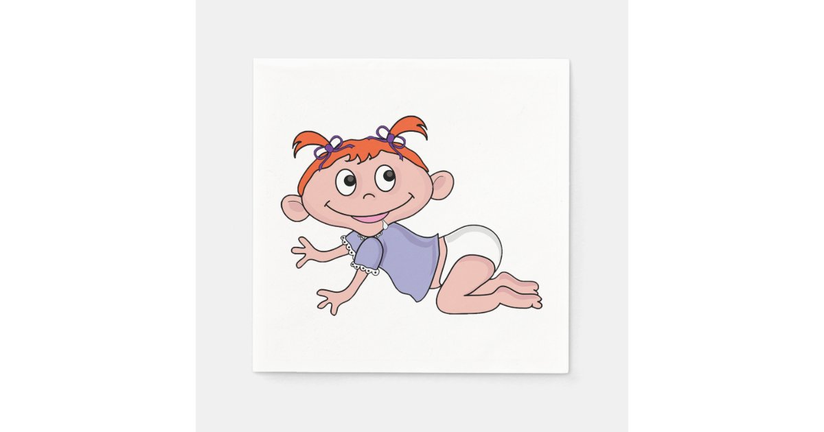 Cartoon Baby Crawling Paper Napkins | Zazzle