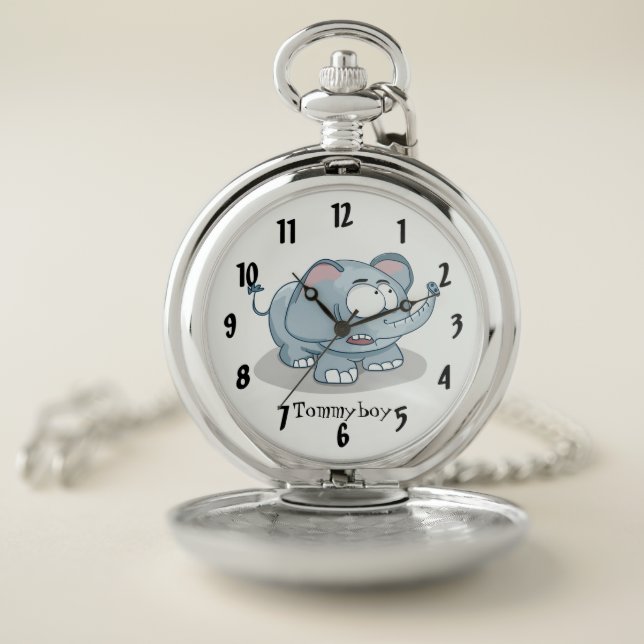 Cartoon baby elephant design Monogram pocket watch (Inside)