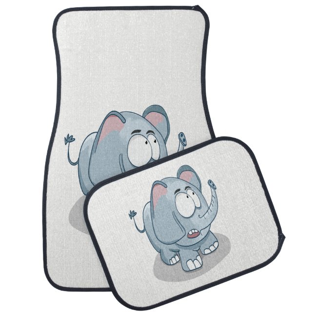 Cartoon baby elephant looking into the sky car mat (Set)