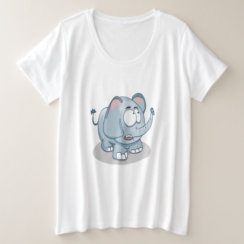 Cartoon baby elephant looking into the sky plus size T_Shirt