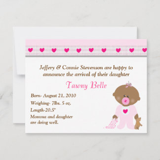 Cartoon Baby Girl Birth Announcement