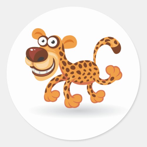 Cartoon baby Leopard Classic Round Sticker