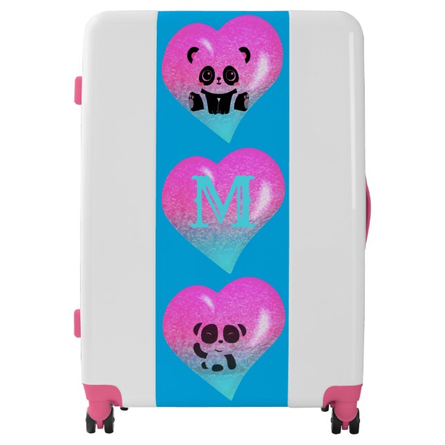 Cartoon Baby Panda Monogram Suitcase for Kids (Front)