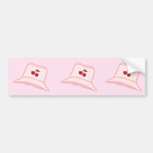 Cartoon Baby Pink Coquette Cherry Bucket Hat Bumper Sticker