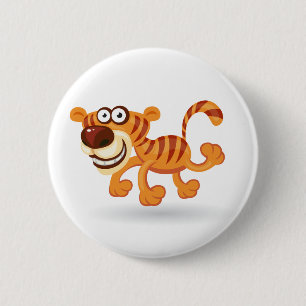 Cartoon baby tiger pinback button