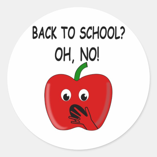 Cartoon Back To School Apple Classic Round Sticker (Front)