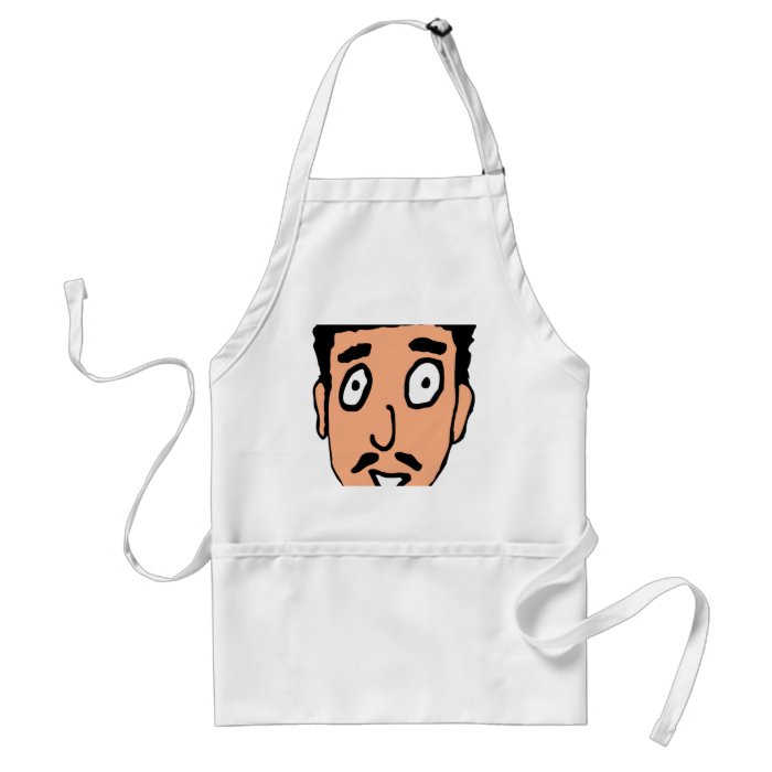 Cartoon Bad Pick up Line Slimy Moustache Guy Apron