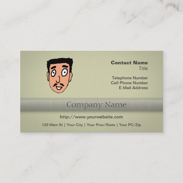 Cartoon Bad Pick up Line Slimy Moustache Guy Business Card (Front)