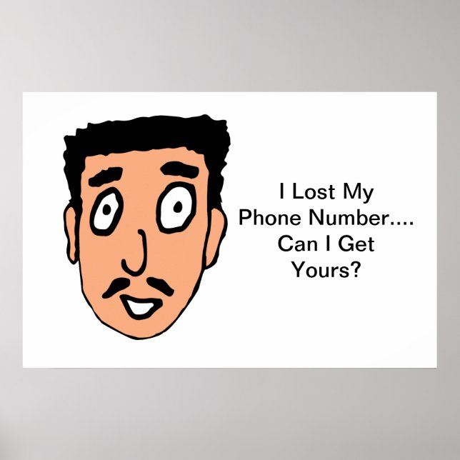 Cartoon Bad Pick up Line Slimy Moustache Guy Poster (Front)