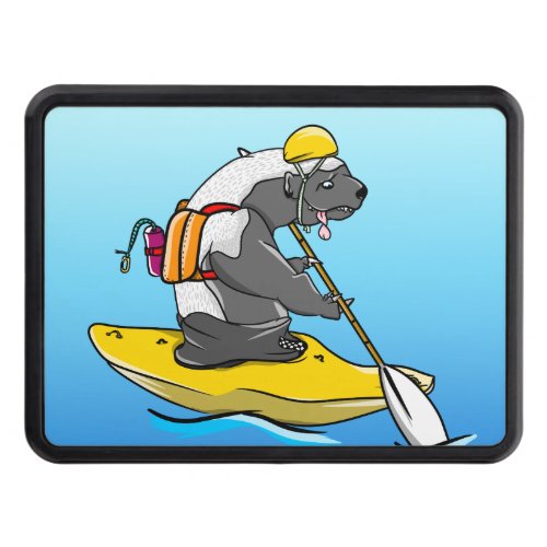 Cartoon badger in a kayak hitch cover