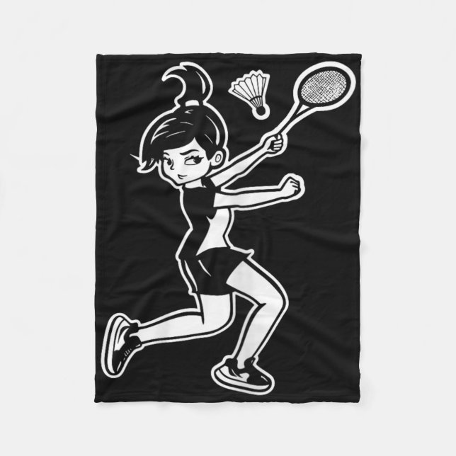 Cartoon Badminton Woman Shuttle Player  Fleece Blanket (Front)