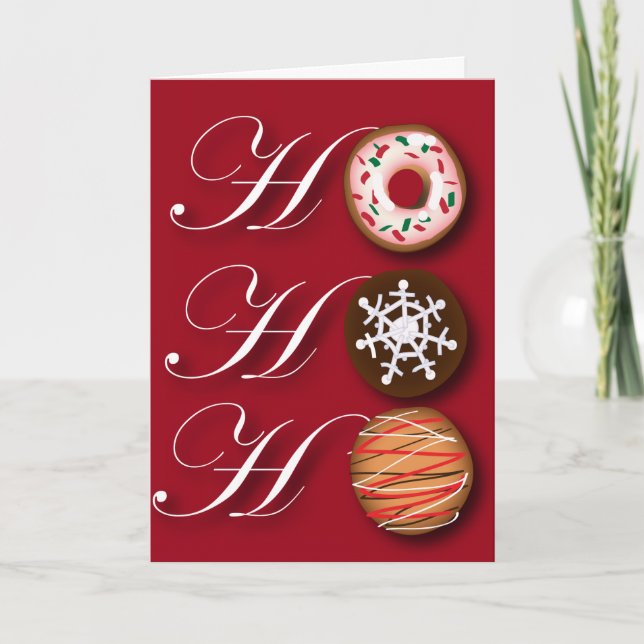 Cartoon baker Donut Christmas Cookies HoHoHo Holiday Card (Front)