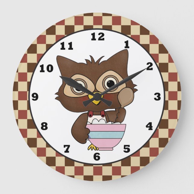 Cartoon Baking Owl Kitchen wall clock (Front)