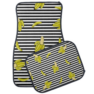 Cartoon banana patches: retro style. car floor mat