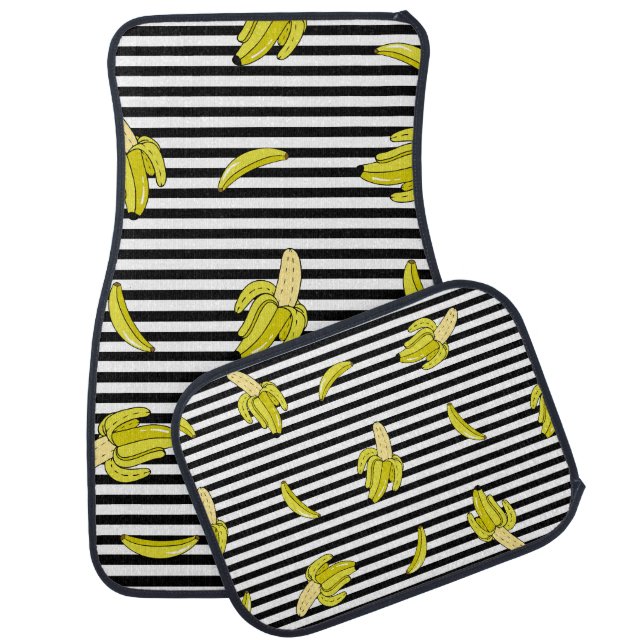 Cartoon banana patches: retro style. car floor mat (Set)