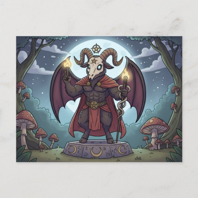 Cartoon Baphomet Postcard (Front)