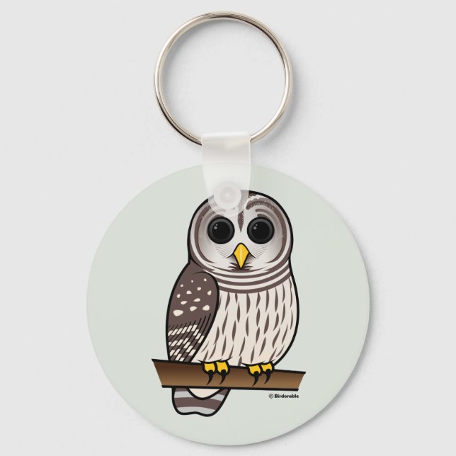 Cartoon Barred Owl Keychain (Front)