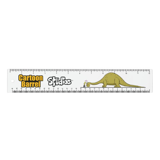 Cartoon Barrel studios' dino title ruler. Ruler (Front)